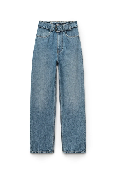 Shop Alexander Wang Belted Paperbag Jeans In Vintage Mid Indigo