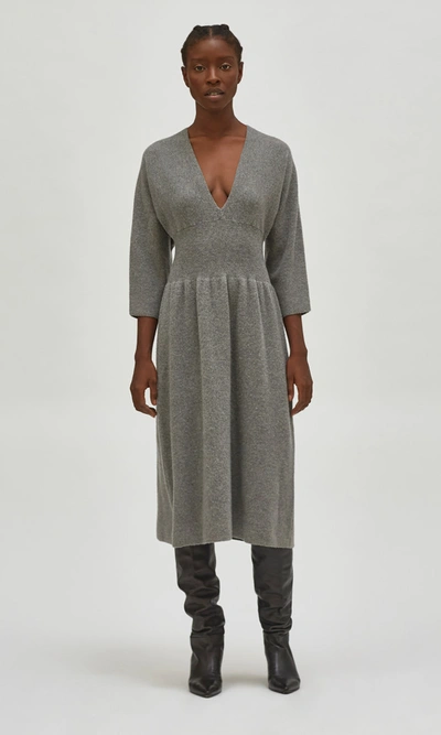 Shop Equipment Channing V-neck Wool Dress In Gray Flannel