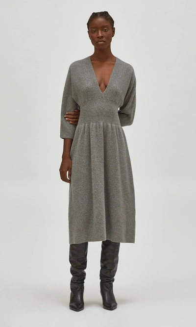 Shop Equipment Channing V-neck Wool Dress In Gray Flannel