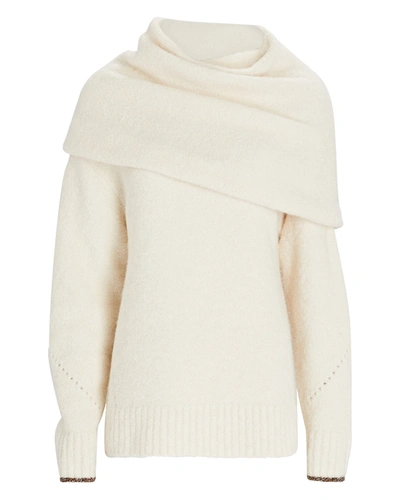Shop Proenza Schouler Foldover Alpaca-merino Blend Sweater In Ivory