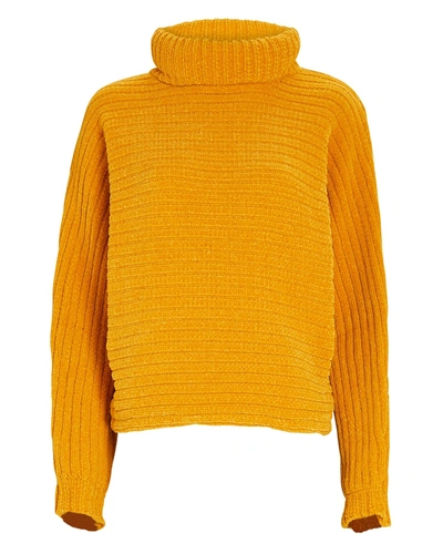 Shop Tibi Recycled Velour Turtleneck Sweater In Yellow