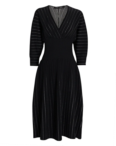 Shop Proenza Schouler Pinstripe Knit Midi Dress In Black