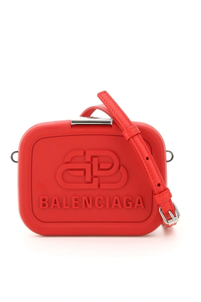 Shop Balenciaga Lunch Box Micro Clutch Logo In Red