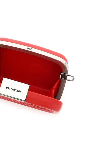 Shop Balenciaga Lunch Box Micro Clutch Logo In Red