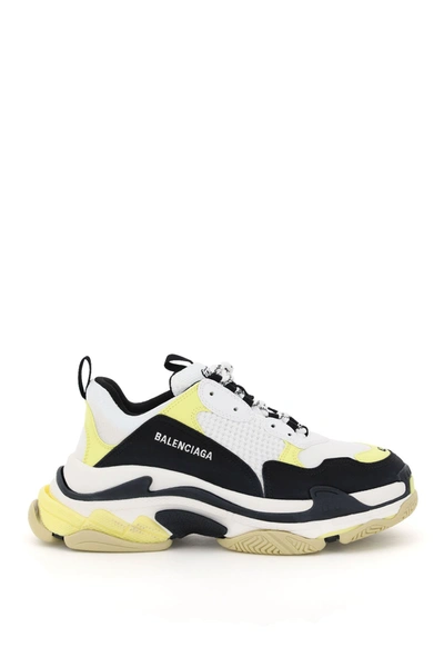 Shop Balenciaga Triple S Sneakers In Blk Yellow White