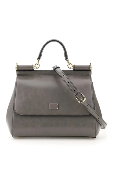 Shop Dolce & Gabbana Medium Sicily Bag In Grigio