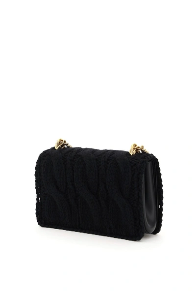 Shop Dolce & Gabbana Nappa And Ribbed Knit Devotion Bag In Nero Nero