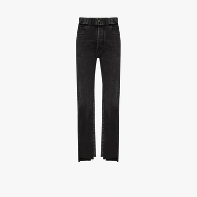 Shop Maison Margiela Two Tone Straight Leg Jeans In Grey