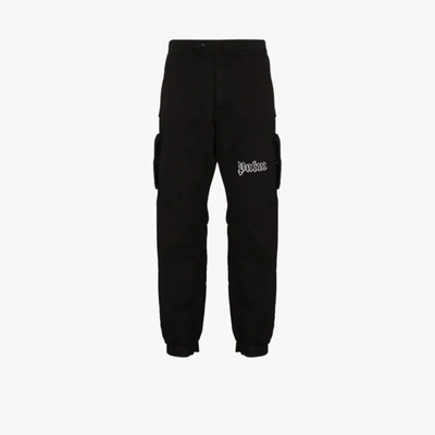 Shop Palm Angels Logo-print Cargo Trousers In Black