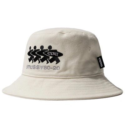 Pre-owned Stussy  X Cdg Canvas Bucket Hat Natural