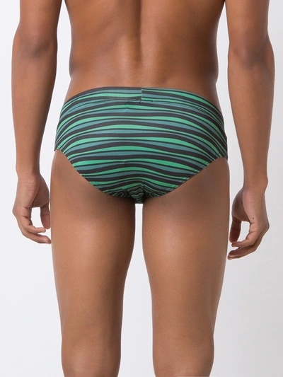 Amir Slama Horizontal-stripe Swimming Trunks In Green