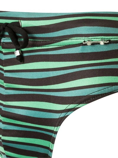 Shop Amir Slama Horizontal-stripe Swimming Trunks In Green