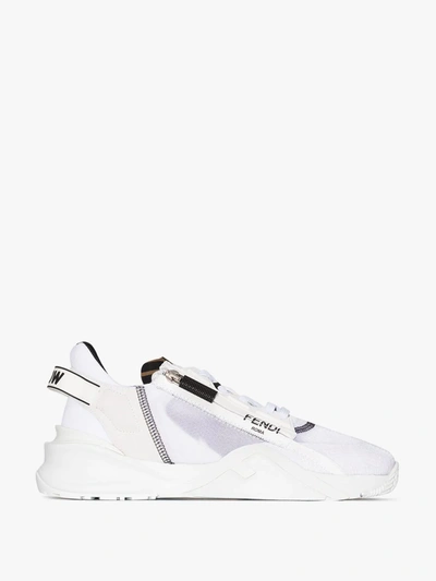 Shop Fendi White Flow Low Top Sneakers