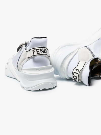 Shop Fendi White Flow Low Top Sneakers