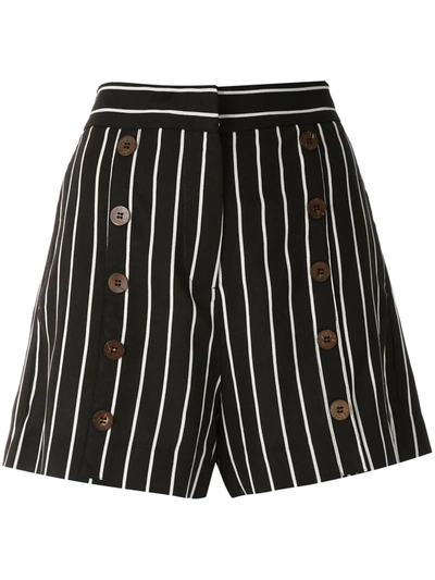 Shop Eva Button Striped Shorts In Black