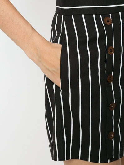 Shop Eva Button Striped Shorts In Black