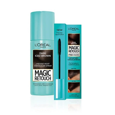 Shop L'oréal Paris Magic Retouch Dark Iced Brown 75ml & Precision Instant Grey Concealer Brush Set