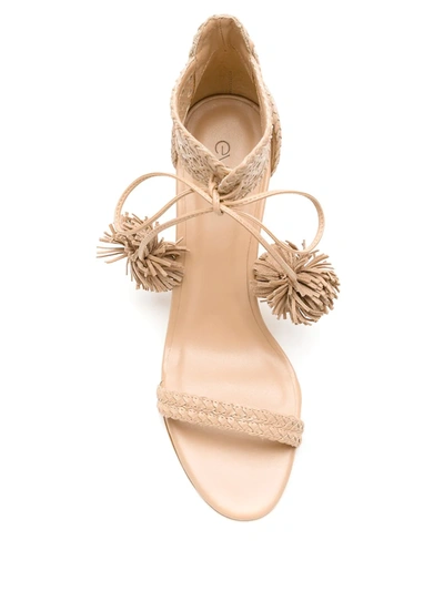 Shop Eva Pom-pom High Heels Sandals In Neutrals