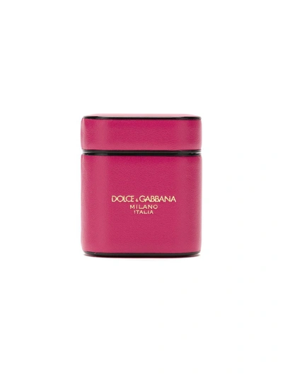 Shop Dolce & Gabbana Logo Print Airpods Case In Pink