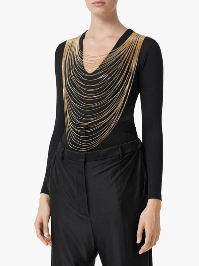 Shop Burberry Chain Detail Bodysuit In Black