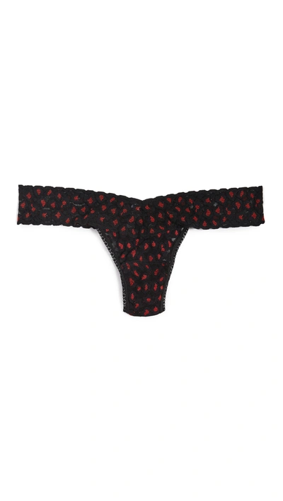Shop Hanky Panky Cross Dyed Leopard Low Rise Thong In Black Red