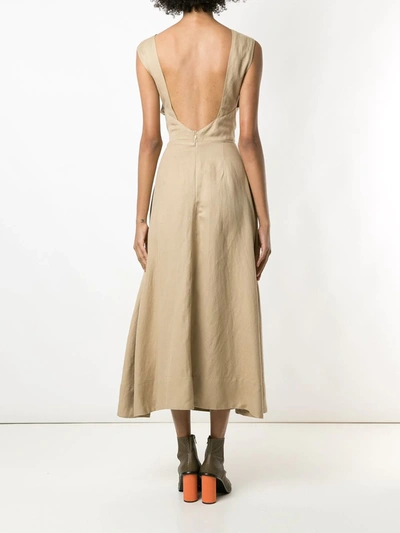 Shop Osklen Layer Transpasse Midi Dress In Neutrals