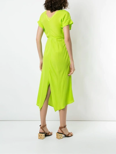 Shop Eva Plunging Neck Midi Dress In Green