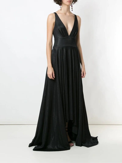 Shop Eva V-neck Long Dress In Black
