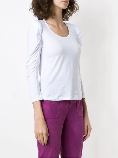 Shop Eva Ruched Sleeves Top In White