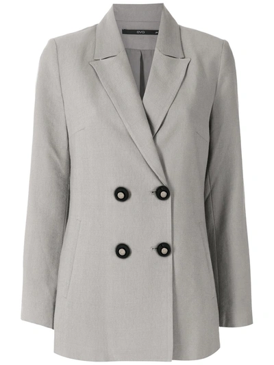 Shop Eva Double-breasted Blazer In Grey