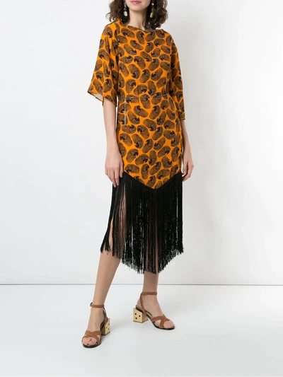 Shop Eva Arara Printed Midi Dress In Orange