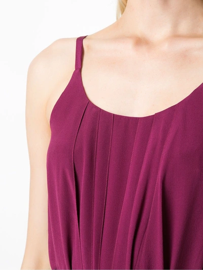 Shop Eva Silk Pleated Tank Top In Red