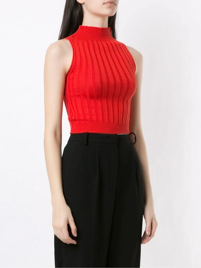 Shop Eva Knitted High Neck Blouse In Red