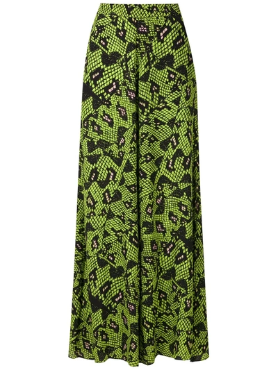 Shop Eva Cobra Printed Wide Trousers In Green