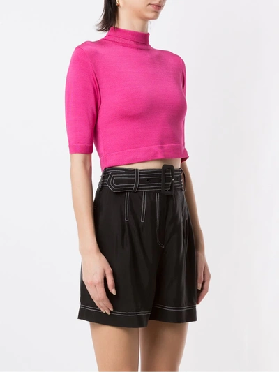 Shop Eva Stand-up Collar Top In Pink