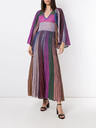 Shop Eva Pleated Midi Dress In Multicolour