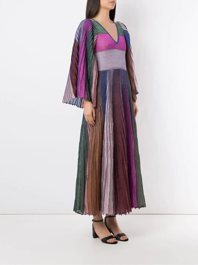 Shop Eva Pleated Midi Dress In Multicolour