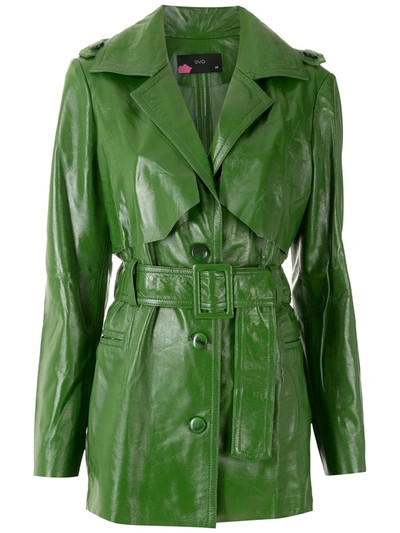 Shop Eva Belted Waist Trench Coat In Green