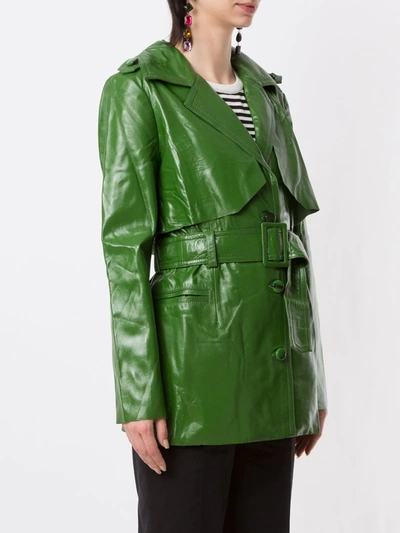 Shop Eva Belted Waist Trench Coat In Green