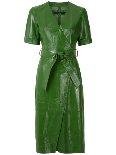 Shop Eva Leather Wrap Dress In Green