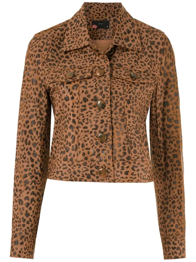 Shop Eva Animal-print Leather Jacket In Brown