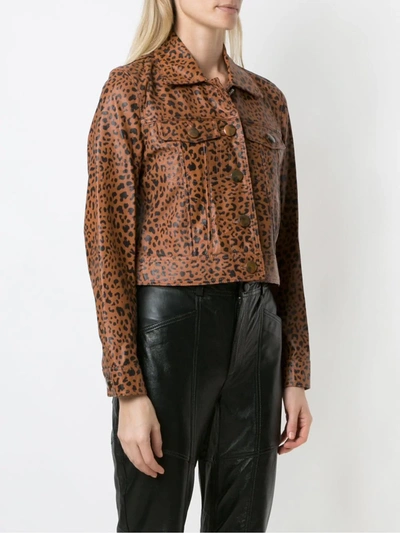 Shop Eva Animal-print Leather Jacket In Brown