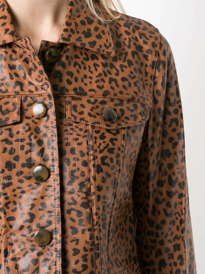 Shop Eva Animal-print Leather Jacket In Brown