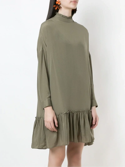 Shop Eva Frufru Silk Mini Dress In Green