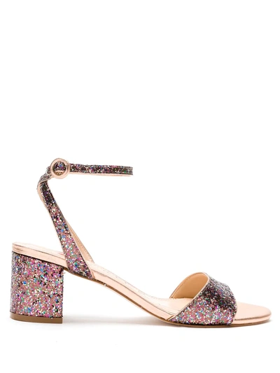 Shop Eva Glitter Block Heels Sandals In Gold