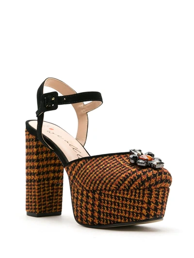 Shop Eva Wool Platform Sandals In Orange