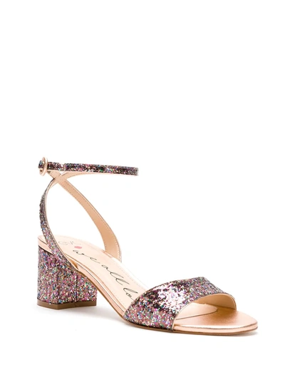 Shop Eva Glitter Block Heels Sandals In Gold