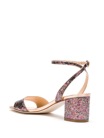 Shop Eva Glitter Block Heels Sandals In Gold