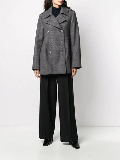 Shop Nina Ricci Checked Woven Coat In Grey