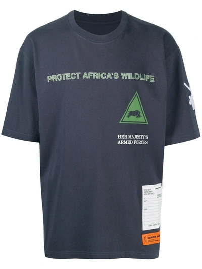 Shop Heron Preston Rhino-print Logo T-shirt In Blue